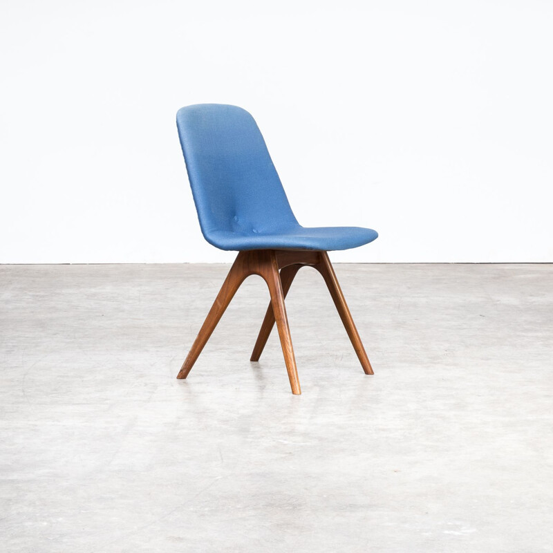 Ensemble de 4 chaises vintage bleues pour Van OS Culemborg 1960
