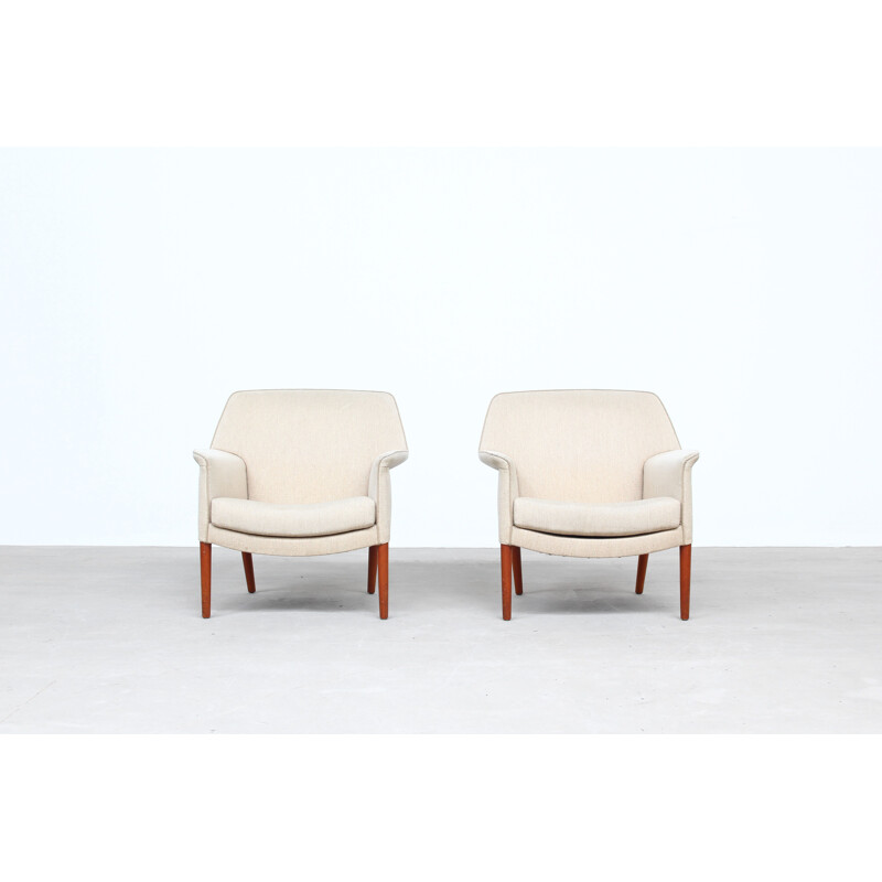 Setof 2 vintage armchairs by Aksel Bender Madsen and Ejner Larsen for Fritz Hansen 1950s