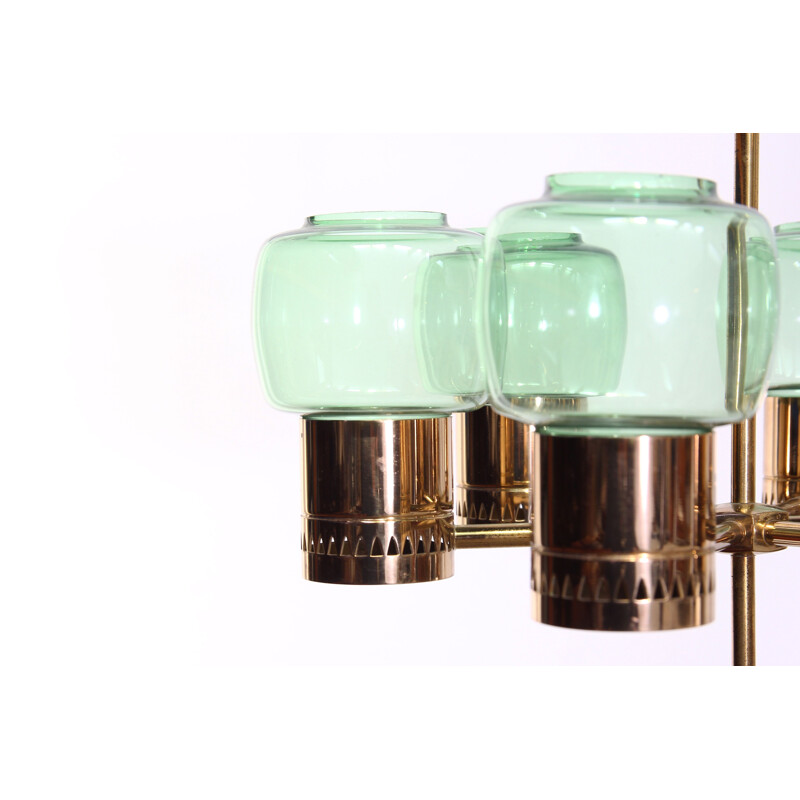 Vintage 6 armed brass pendant lamp by Hans-Agne Jakobsson 1950