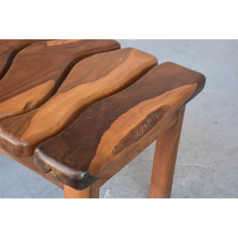 Mesa de café Vintage Brutalist em madeira de oliveira