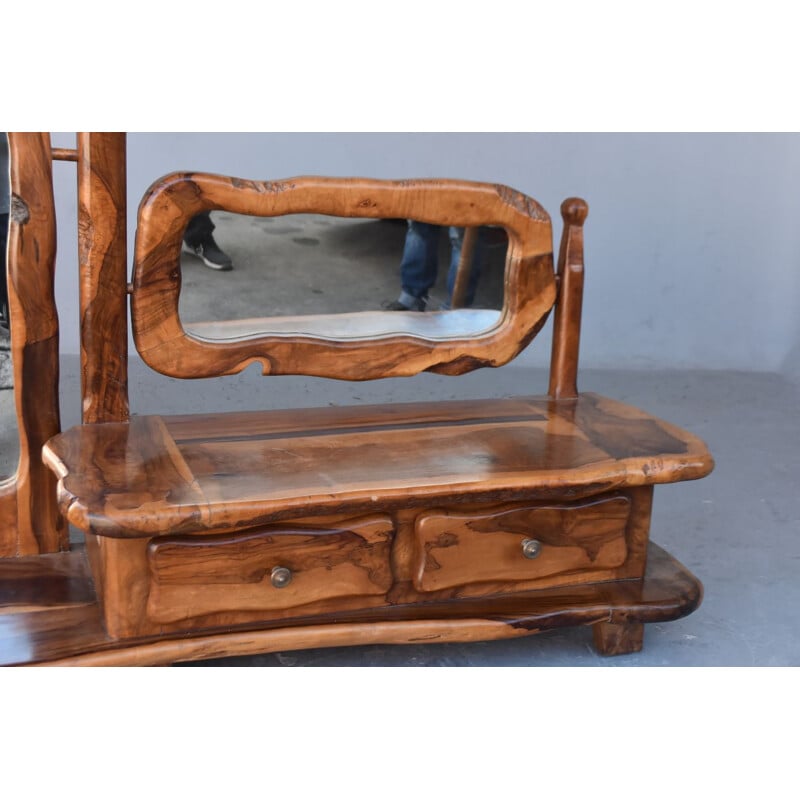 Vintage brutalist olive dressing table, 1960-1970