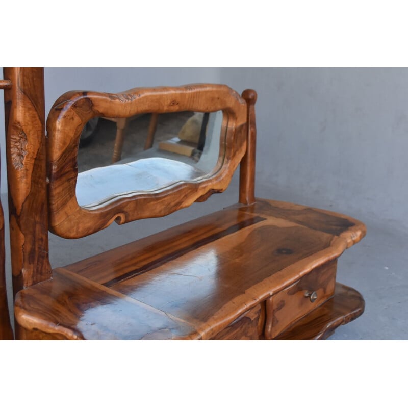 Vintage brutalist olive dressing table, 1960-1970