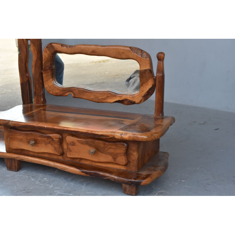 Vintage brutalist olive dressing table, 1960-1970