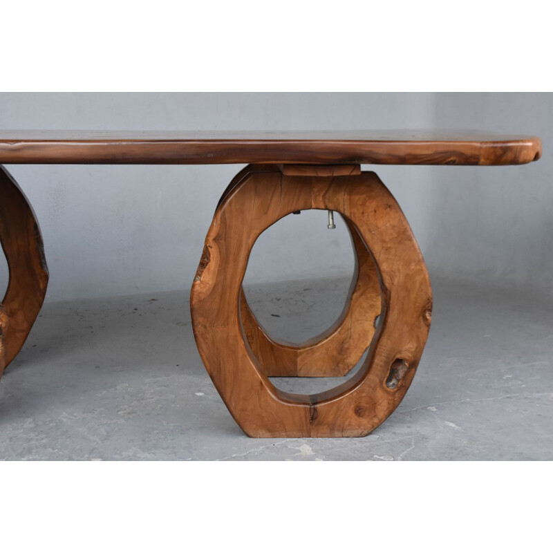 Brutalistischer Vintage-Tisch aus Olivenholz, 1960-1970