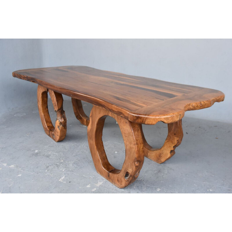 Brutalistischer Vintage-Tisch aus Olivenholz, 1960-1970