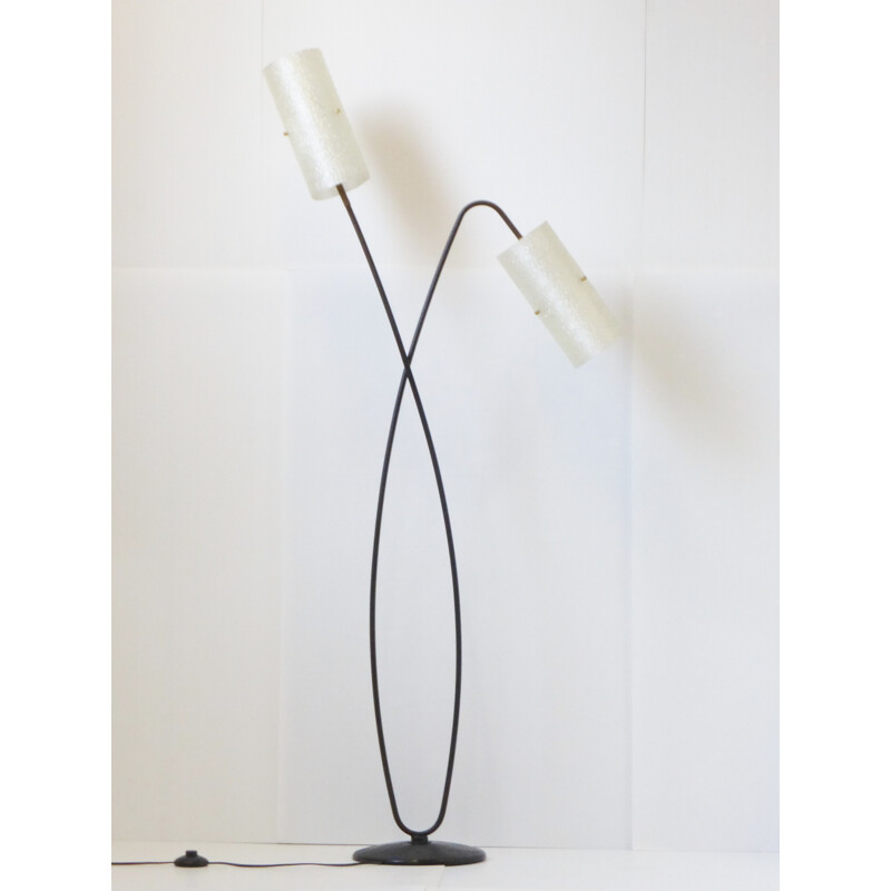 Vintage steel and resin floor lamp - 1950s