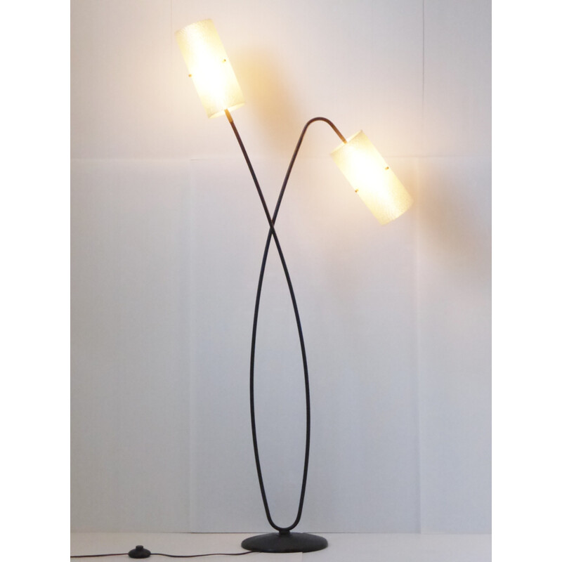 Vintage steel and resin floor lamp - 1950s