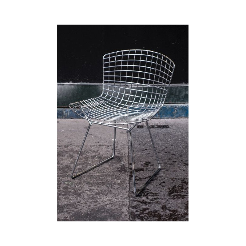Set de 4 chaises vintage Bertoia knoll en chrome
