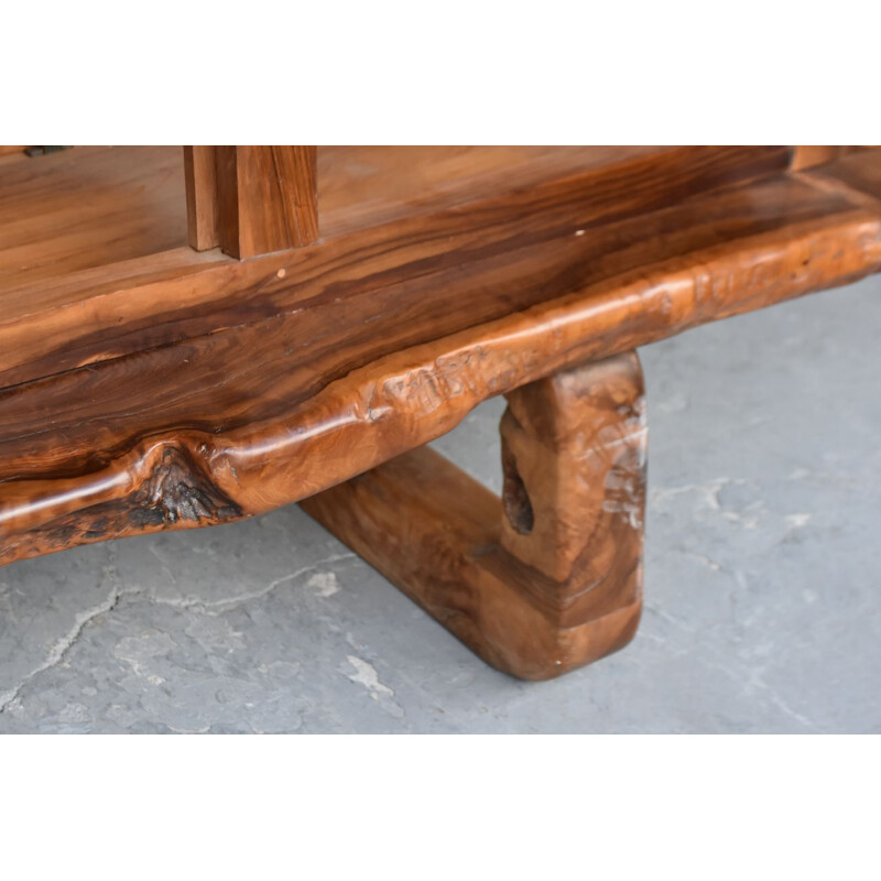 Vintage brutalist olive wood sideboard, 1960-1970