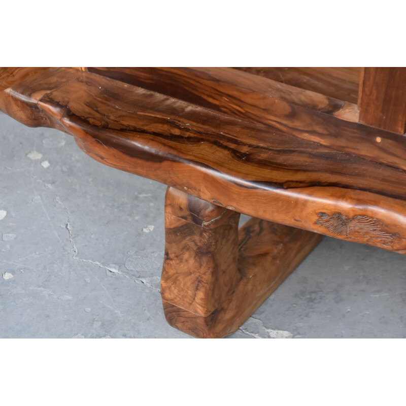 Vintage brutalist olive wood sideboard, 1960-1970