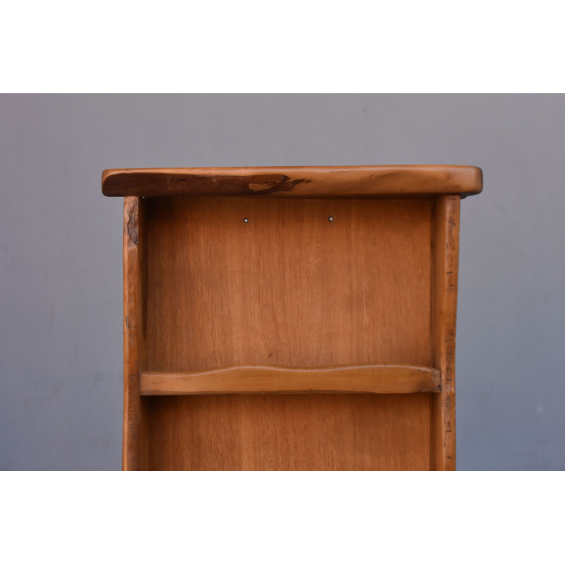 Vintage Brutalist olive wood bookcase, 1960-1970