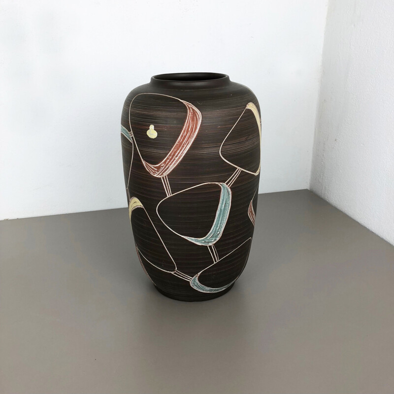 Vintage large ceramic pottery floor vase by Sawa Franz Schwaderlapp 1950s