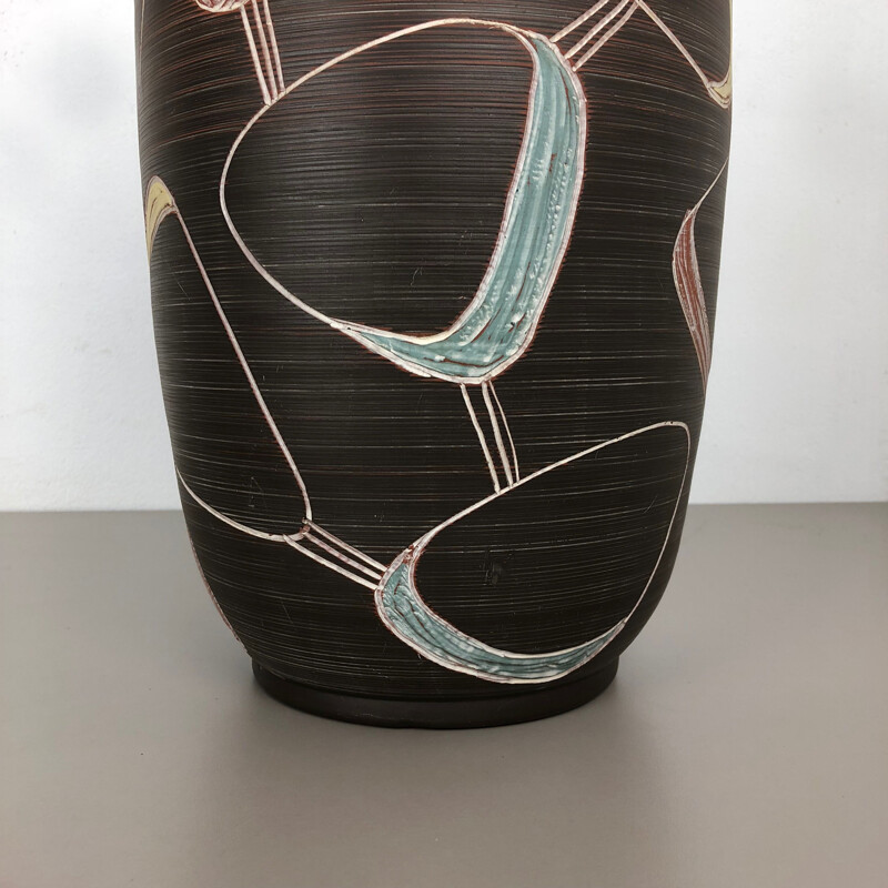 Vintage large ceramic pottery floor vase by Sawa Franz Schwaderlapp 1950s