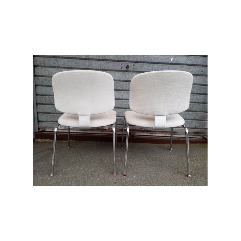 Pair of vintage chromed metal chairs, Sweden 1970