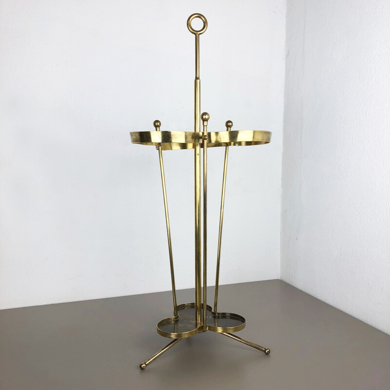 Vintage Brass Umbrella Stand Hollywood Regency 1950s