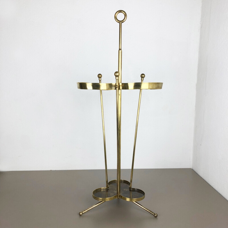 Vintage Brass Umbrella Stand Hollywood Regency 1950s