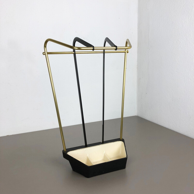 Vintage brass and metal umbrella stand, Germany 1950