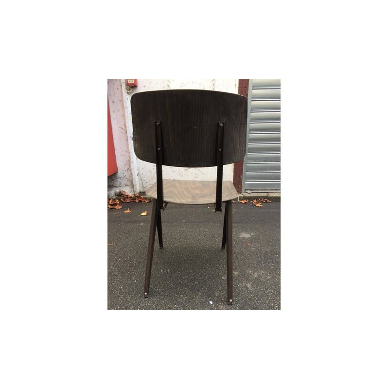 Vintage stalen en houten stoel van Frizo Kramer
