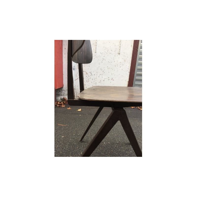 Chaise vintage en acier et bois par Frizo Kramer
