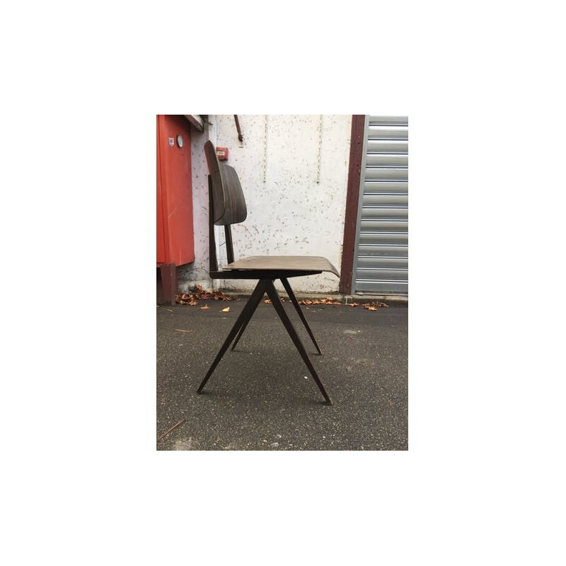 Cadeira de aço e madeira Vintage de Frizo Kramer