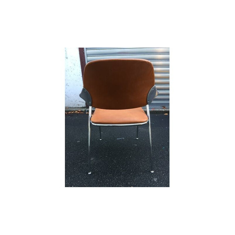 Bruine leren fauteuil 1980