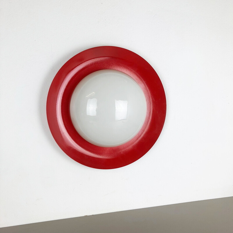 Italian red wall lamp in glass and metal