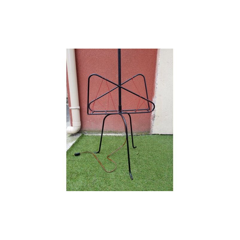 Vintage metal floor lamp with magazine rack