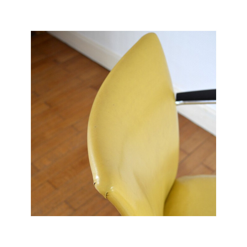 Metal and yellow leatherette armchair, Martin DE WIT - 1950s