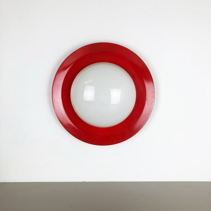 Italian red wall lamp in glass and metal