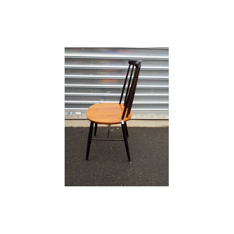 Vintage scandinavian bicolor chair in teak and beech 1960