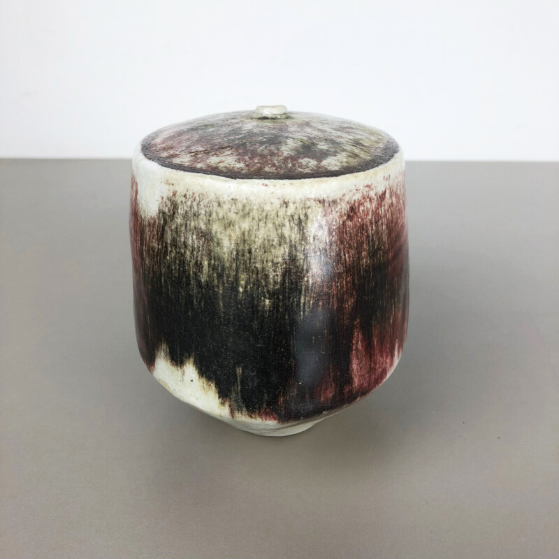 Vintage-Vase aus roter, beiger und grüner Keramik für Asshoff, Deutschland 1960