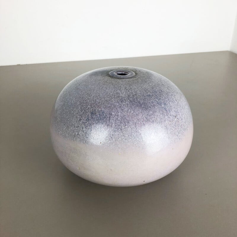Vintage vase in purple and white ceramic for Wolfgang Meer, Germany 1980