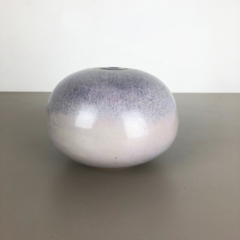 Vintage vase in purple and white ceramic for Wolfgang Meer, Germany 1980