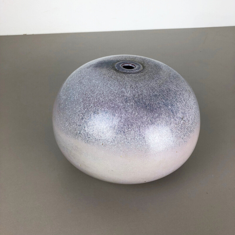 Vintage vase in purple and white ceramic for Wolfgang Meer, Germany 1980