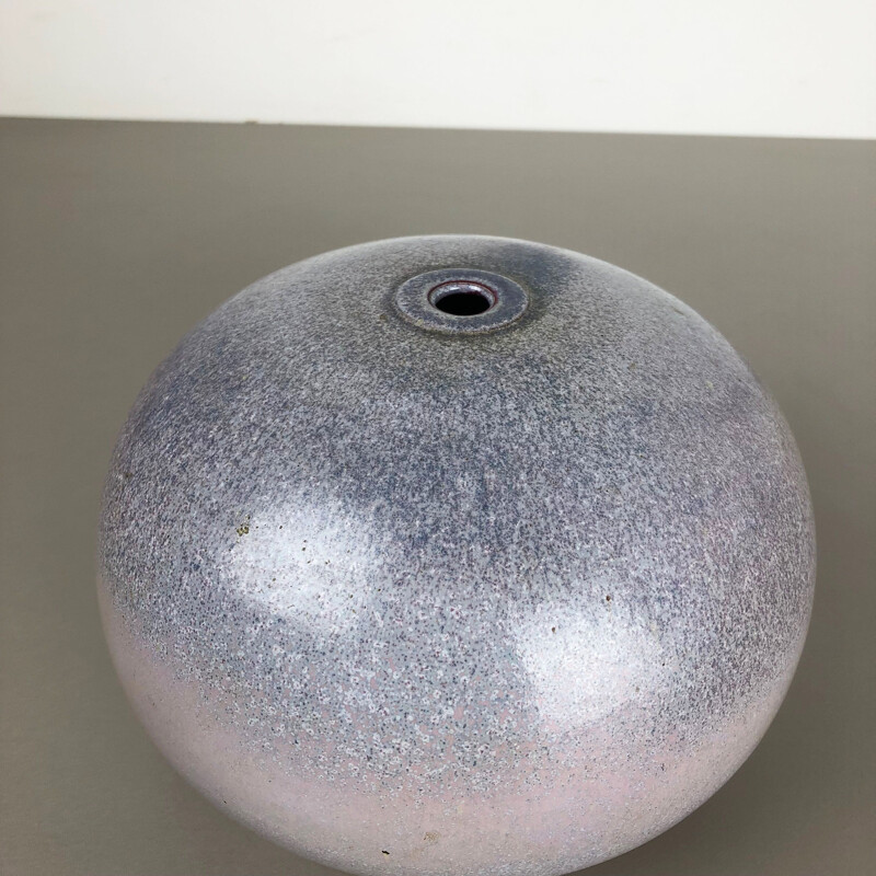 Vintage vase in purple and white ceramic for Wolfgang Meer, Germany 1980