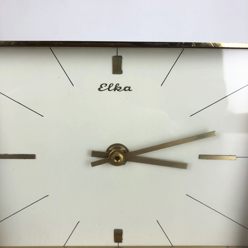 Vintage german clock by Elka in teakwood and brass 1960
