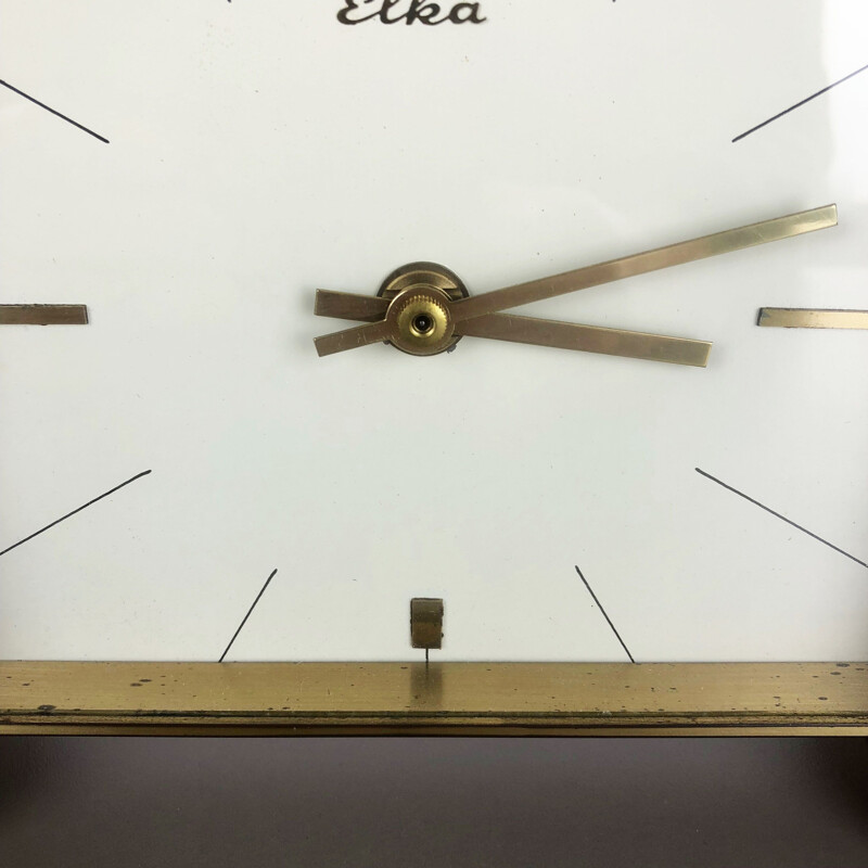 Vintage german clock by Elka in teakwood and brass 1960