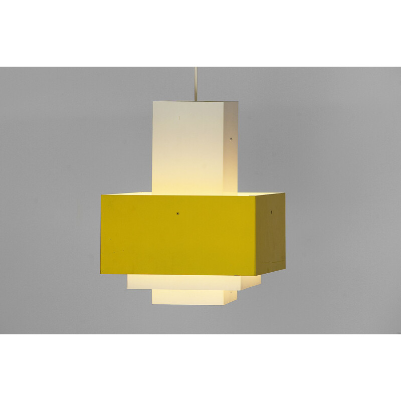 Suspension vintage scandinave Selectra par Jakobsson en métal jaune 1960