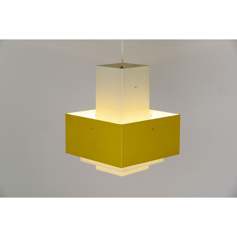 Suspension vintage scandinave Selectra par Jakobsson en métal jaune 1960