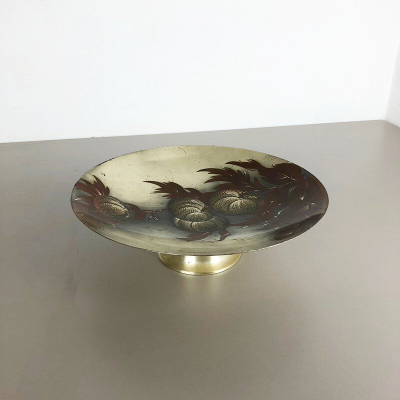 Vintage german bowl for WMF Ikora in brown and red metal 1930