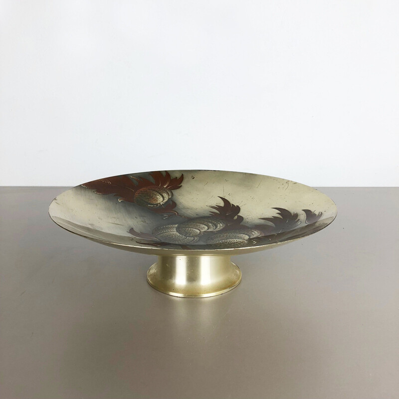 Vintage german bowl for WMF Ikora in brown and red metal 1930