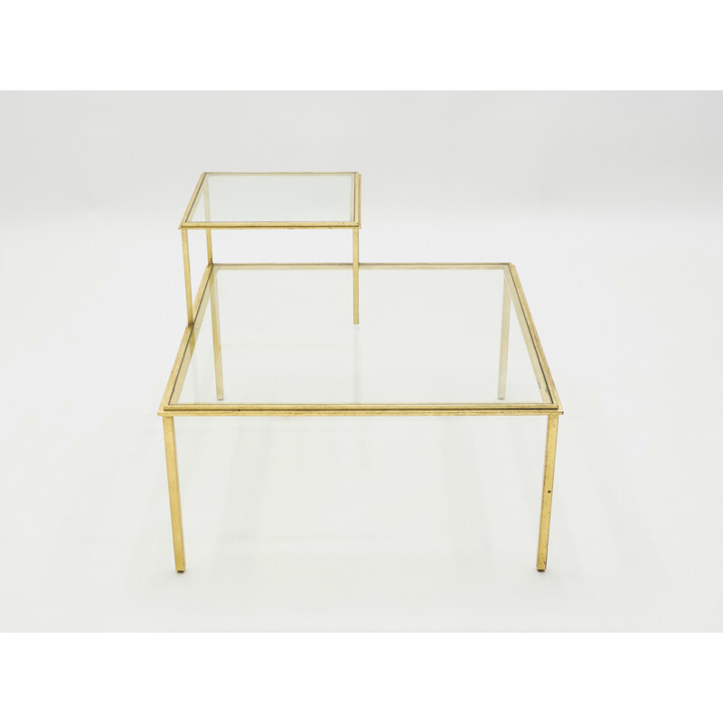 Vintage wrought iron coffee table by Thibier, 1960