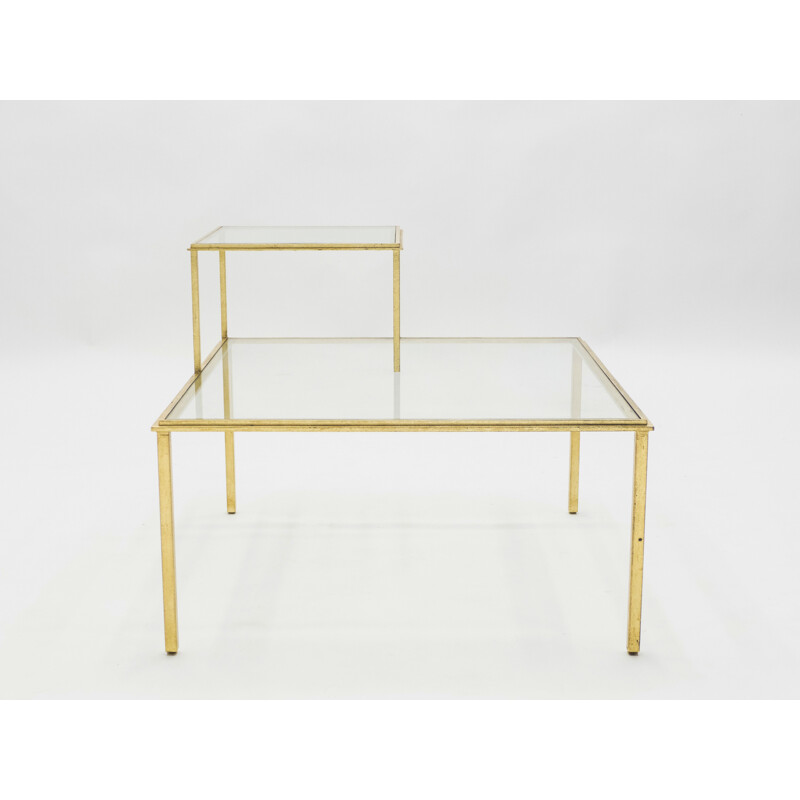 Vintage wrought iron coffee table by Thibier, 1960