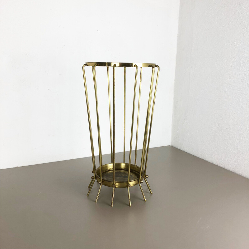 Vintage umbrella stand in brass and metal 1960