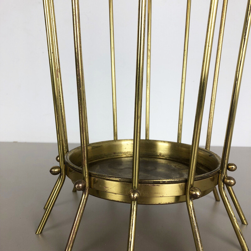 Vintage umbrella stand in brass and metal 1960