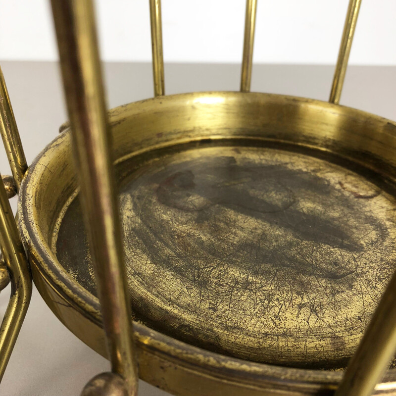 Vintage umbrella stand in brass and metal 1960