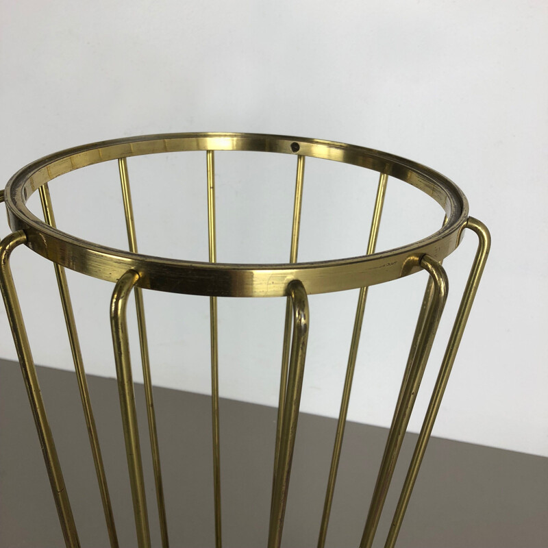 Vintage umbrella stand in brass and metal 1960