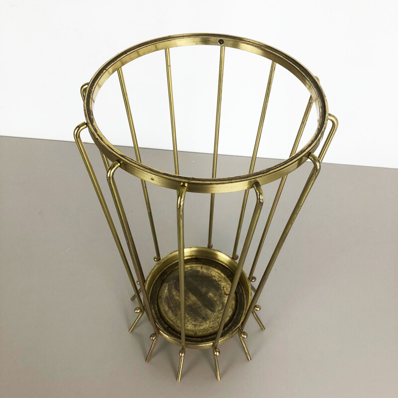 Vintage umbrella stand in brass and metal 1960