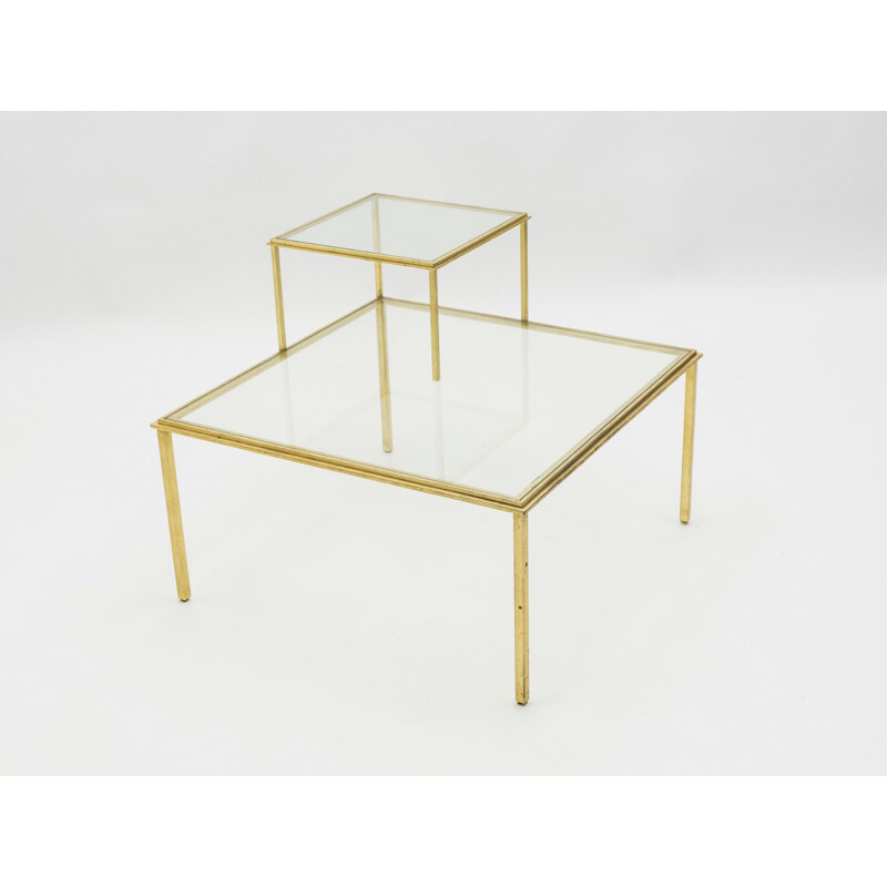 Vintage wrought iron coffee table by Thibier, 1960