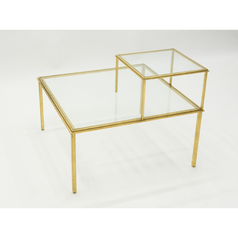 Vintage wrought iron coffee table by Thibier, 1960
